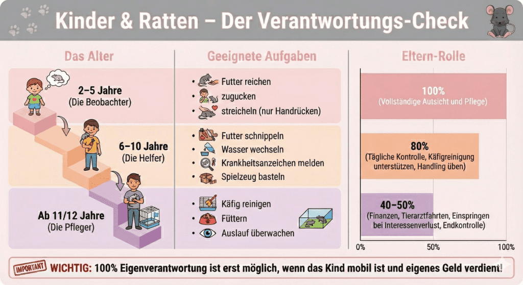 Kinder und Ratten als Haustier - Verantwortungs-Check - Infografik - Farbratten.com